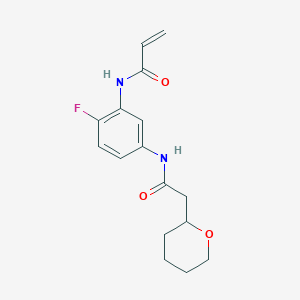 molecular formula C16H19FN2O3 B2912514 N-[2-Fluoro-5-[[2-(oxan-2-yl)acetyl]amino]phenyl]prop-2-enamide CAS No. 2199779-66-1