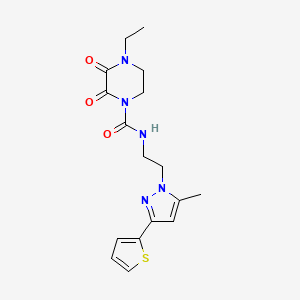 molecular formula C17H21N5O3S B2912516 4-ethyl-N-(2-(5-methyl-3-(thiophen-2-yl)-1H-pyrazol-1-yl)ethyl)-2,3-dioxopiperazine-1-carboxamide CAS No. 2034506-42-6