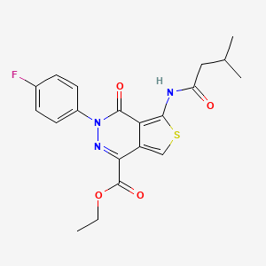 molecular formula C20H20FN3O4S B2912517 Ethyl 3-(4-fluorophenyl)-5-(3-methylbutanoylamino)-4-oxothieno[3,4-d]pyridazine-1-carboxylate CAS No. 851948-86-2