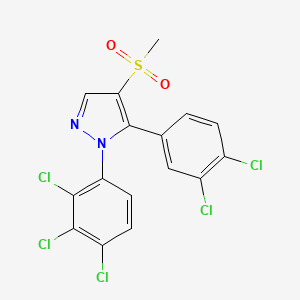 molecular formula C16H9Cl5N2O2S B2912521 5-(3,4-Dichlorophenyl)-4-methylsulfonyl-1-(2,3,4-trichlorophenyl)pyrazole CAS No. 400088-12-2