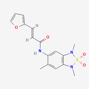 molecular formula C16H17N3O4S B2912522 (E)-3-(furan-2-yl)-N-(1,3,6-trimethyl-2,2-dioxido-1,3-dihydrobenzo[c][1,2,5]thiadiazol-5-yl)acrylamide CAS No. 2035018-25-6