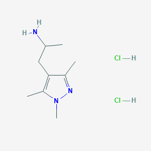 molecular formula C9H19Cl2N3 B2912543 1-(1,3,5-Trimethylpyrazol-4-yl)propan-2-amine;dihydrochloride CAS No. 2309448-13-1