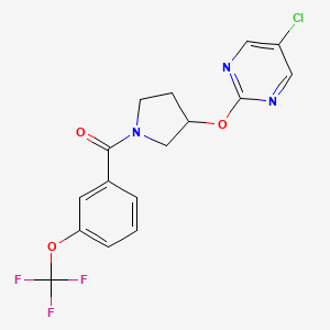 molecular formula C16H13ClF3N3O3 B2912549 (3-((5-Chloropyrimidin-2-yl)oxy)pyrrolidin-1-yl)(3-(trifluoromethoxy)phenyl)methanone CAS No. 2034470-36-3
