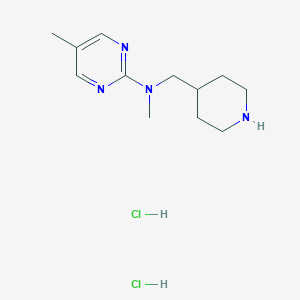 molecular formula C12H22Cl2N4 B2912557 N,5-Dimethyl-N-(piperidin-4-ylmethyl)pyrimidin-2-amine;dihydrochloride CAS No. 2380069-48-5