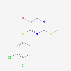 molecular formula C12H10Cl2N2OS2 B2912565 4-[(3,4-Dichlorophenyl)sulfanyl]-5-methoxy-2-(methylsulfanyl)pyrimidine CAS No. 338955-64-9