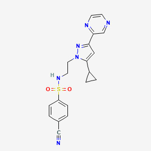 4-cyano-N-(2-(5-cyclopropyl-3-(pyrazin-2-yl)-1H-pyrazol-1-yl)ethyl)benzenesulfonamide