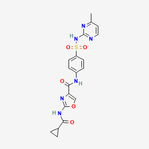 molecular formula C19H18N6O5S B2912593 2-(cyclopropanecarboxamido)-N-(4-(N-(4-methylpyrimidin-2-yl)sulfamoyl)phenyl)oxazole-4-carboxamide CAS No. 1396886-14-8
