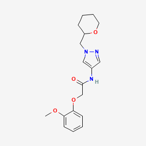 molecular formula C18H23N3O4 B2912594 2-(2-methoxyphenoxy)-N-(1-((tetrahydro-2H-pyran-2-yl)methyl)-1H-pyrazol-4-yl)acetamide CAS No. 2034372-85-3