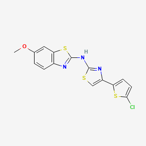 molecular formula C15H10ClN3OS3 B2912602 N-[4-(5-chlorothiophen-2-yl)-1,3-thiazol-2-yl]-6-methoxy-1,3-benzothiazol-2-amine CAS No. 862975-53-9