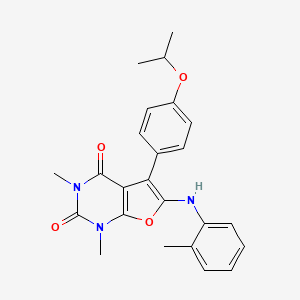 molecular formula C24H25N3O4 B2912607 1,3-dimethyl-6-[(2-methylphenyl)amino]-5-[4-(propan-2-yloxy)phenyl]furo[2,3-d]pyrimidine-2,4(1H,3H)-dione CAS No. 946277-01-6