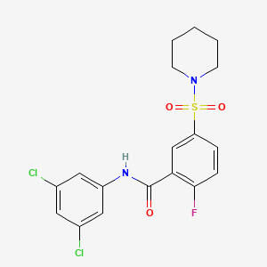 molecular formula C18H17Cl2FN2O3S B2912608 N-(3,5-dichlorophenyl)-2-fluoro-5-piperidin-1-ylsulfonylbenzamide CAS No. 451481-18-8