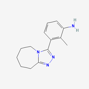 molecular formula C14H18N4 B2912612 2-methyl-3-(6,7,8,9-tetrahydro-5H-[1,2,4]triazolo[4,3-a]azepin-3-yl)aniline CAS No. 1111551-07-5