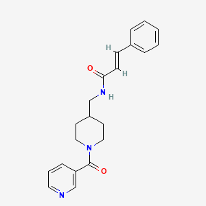 molecular formula C21H23N3O2 B2912617 N-((1-nicotinoylpiperidin-4-yl)methyl)cinnamamide CAS No. 1396893-23-4