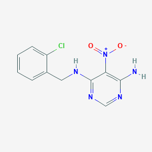 molecular formula C11H10ClN5O2 B2912637 N-(2-chlorobenzyl)-5-nitropyrimidine-4,6-diamine CAS No. 681271-07-8