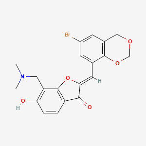 molecular formula C20H18BrNO5 B2912638 (Z)-2-((6-bromo-4H-benzo[d][1,3]dioxin-8-yl)methylene)-7-((dimethylamino)methyl)-6-hydroxybenzofuran-3(2H)-one CAS No. 929457-21-6