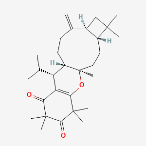 molecular formula C29H44O3 B2912639 (1R,4R,7S,11S,12R)-1,5,5,15,15,17,17-Heptamethyl-8-methylidene-12-propan-2-yl-19-oxatetracyclo[9.8.0.04,7.013,18]nonadec-13(18)-ene-14,16-dione CAS No. 1357149-73-5