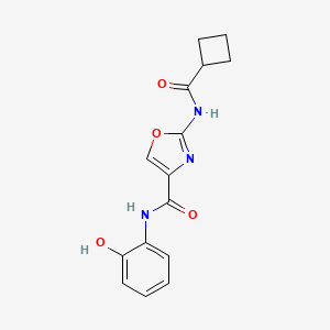 molecular formula C15H15N3O4 B2912642 2-(cyclobutanecarboxamido)-N-(2-hydroxyphenyl)oxazole-4-carboxamide CAS No. 1396716-54-3
