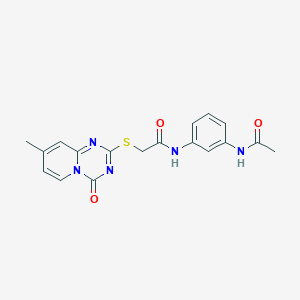 molecular formula C18H17N5O3S B2912646 N-(3-acetamidophenyl)-2-(8-methyl-4-oxopyrido[1,2-a][1,3,5]triazin-2-yl)sulfanylacetamide CAS No. 896331-18-3
