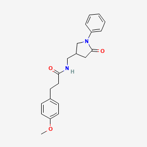 molecular formula C21H24N2O3 B2912649 3-(4-methoxyphenyl)-N-((5-oxo-1-phenylpyrrolidin-3-yl)methyl)propanamide CAS No. 954627-89-5