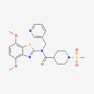 molecular formula C22H26N4O5S2 B2912651 N-(4,7-dimethoxybenzo[d]thiazol-2-yl)-1-(methylsulfonyl)-N-(pyridin-3-ylmethyl)piperidine-4-carboxamide CAS No. 1058210-90-4
