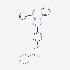 1-Morpholin-4-yl-2-[4-[3-phenyl-2-(thiophene-2-carbonyl)-3,4-dihydropyrazol-5-yl]phenoxy]ethanone