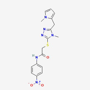 2-[[4-methyl-5-[(1-methylpyrrol-2-yl)methyl]-1,2,4-triazol-3-yl]sulfanyl]-N-(4-nitrophenyl)acetamide