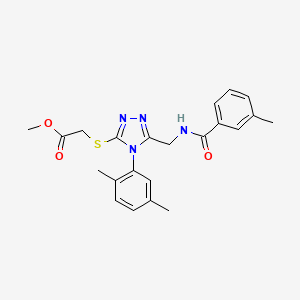 molecular formula C22H24N4O3S B2912666 methyl 2-((4-(2,5-dimethylphenyl)-5-((3-methylbenzamido)methyl)-4H-1,2,4-triazol-3-yl)thio)acetate CAS No. 689751-26-6