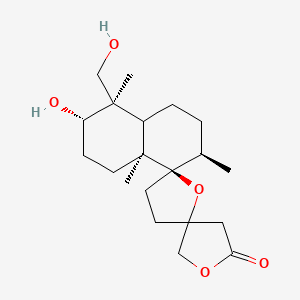molecular formula C20H32O5 B2912672 (1R,2R,5R,6S,8aS)-6-hydroxy-5-(hydroxymethyl)-2,5,8a-trimethyl-octahydro-2H-dispiro[naphthalene-1,2':5',3''-bis(oxolane)]-5''-one CAS No. 1212429-32-7