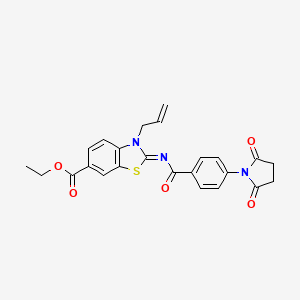 molecular formula C24H21N3O5S B2912679 Ethyl 2-[4-(2,5-dioxopyrrolidin-1-yl)benzoyl]imino-3-prop-2-enyl-1,3-benzothiazole-6-carboxylate CAS No. 865174-65-8