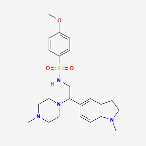 4-methoxy-N-(2-(1-methylindolin-5-yl)-2-(4-methylpiperazin-1-yl)ethyl)benzenesulfonamide