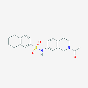 molecular formula C21H24N2O3S B2912683 N-(2-acetyl-1,2,3,4-tetrahydroisoquinolin-7-yl)-5,6,7,8-tetrahydronaphthalene-2-sulfonamide CAS No. 955748-05-7