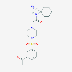 molecular formula C21H28N4O4S B2912692 2-[4-(3-acetylphenyl)sulfonylpiperazin-1-yl]-N-(1-cyanocyclohexyl)acetamide CAS No. 930050-38-7