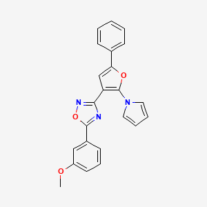 molecular formula C23H17N3O3 B2912693 5-(3-methoxyphenyl)-3-[5-phenyl-2-(1H-pyrrol-1-yl)-3-furyl]-1,2,4-oxadiazole CAS No. 866049-43-6