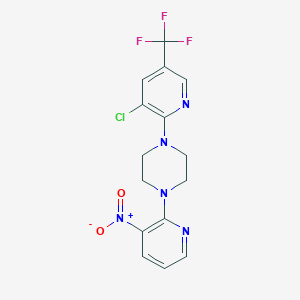molecular formula C15H13ClF3N5O2 B2912694 1-[3-Chloro-5-(trifluoromethyl)-2-pyridinyl]-4-(3-nitro-2-pyridinyl)piperazine CAS No. 338979-24-1