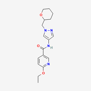 molecular formula C17H22N4O3 B2912702 6-ethoxy-N-(1-((tetrahydro-2H-pyran-2-yl)methyl)-1H-pyrazol-4-yl)nicotinamide CAS No. 2034612-68-3