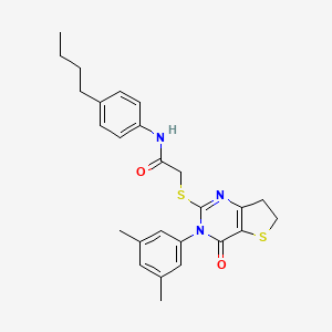 molecular formula C26H29N3O2S2 B2912713 N-(4-butylphenyl)-2-((3-(3,5-dimethylphenyl)-4-oxo-3,4,6,7-tetrahydrothieno[3,2-d]pyrimidin-2-yl)thio)acetamide CAS No. 877653-47-9