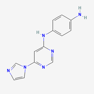 molecular formula C13H12N6 B2912717 N1-(6-(1H-imidazol-1-yl)pyrimidin-4-yl)benzene-1,4-diamine CAS No. 1706440-97-2