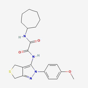 molecular formula C21H26N4O3S B2912720 N-cycloheptyl-N'-[2-(4-methoxyphenyl)-4,6-dihydrothieno[3,4-c]pyrazol-3-yl]oxamide CAS No. 946332-01-0