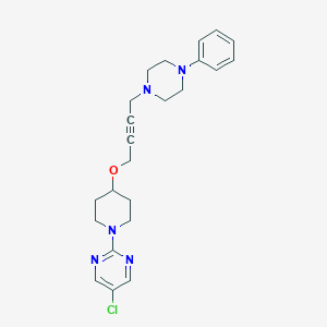 molecular formula C23H28ClN5O B2912723 5-Chloro-2-[4-[4-(4-phenylpiperazin-1-yl)but-2-ynoxy]piperidin-1-yl]pyrimidine CAS No. 2415456-07-2