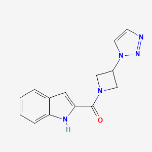molecular formula C14H13N5O B2912736 (3-(1H-1,2,3-triazol-1-yl)azetidin-1-yl)(1H-indol-2-yl)methanone CAS No. 2034288-85-0