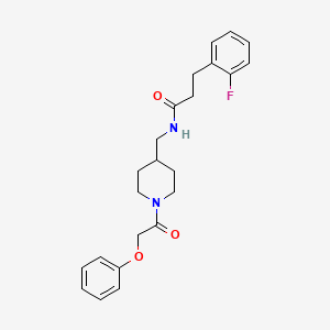 molecular formula C23H27FN2O3 B2912738 3-(2-Fluorophenyl)-N-{[1-(2-phenoxyacetyl)piperidin-4-YL]methyl}propanamide CAS No. 1796961-36-8
