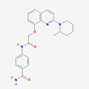 molecular formula C24H26N4O3 B2912740 4-(2-((2-(2-Methylpiperidin-1-yl)quinolin-8-yl)oxy)acetamido)benzamide CAS No. 921577-05-1