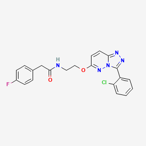 molecular formula C21H17ClFN5O2 B2912744 N-(2-((3-(2-chlorophenyl)-[1,2,4]triazolo[4,3-b]pyridazin-6-yl)oxy)ethyl)-2-(4-fluorophenyl)acetamide CAS No. 1021099-12-6