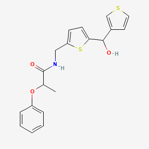 molecular formula C19H19NO3S2 B2912766 N-((5-(hydroxy(thiophen-3-yl)methyl)thiophen-2-yl)methyl)-2-phenoxypropanamide CAS No. 1797620-63-3