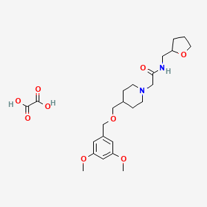 molecular formula C24H36N2O9 B2912767 2-(4-(((3,5-dimethoxybenzyl)oxy)methyl)piperidin-1-yl)-N-((tetrahydrofuran-2-yl)methyl)acetamide oxalate CAS No. 1396556-84-5