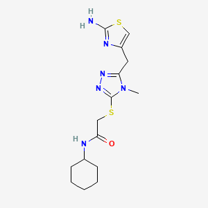 molecular formula C15H22N6OS2 B2912785 2-((5-((2-aminothiazol-4-yl)methyl)-4-methyl-4H-1,2,4-triazol-3-yl)thio)-N-cyclohexylacetamide CAS No. 690643-12-0