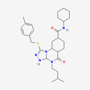 N-cyclohexyl-4-(3-methylbutyl)-1-{[(4-methylphenyl)methyl]sulfanyl}-5-oxo-4H,5H-[1,2,4]triazolo[4,3-a]quinazoline-8-carboxamide