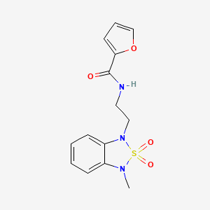 molecular formula C14H15N3O4S B2912793 N-(2-(3-methyl-2,2-dioxidobenzo[c][1,2,5]thiadiazol-1(3H)-yl)ethyl)furan-2-carboxamide CAS No. 2034488-36-1
