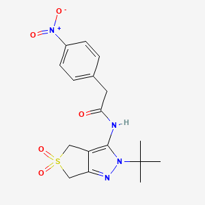 molecular formula C17H20N4O5S B2912794 N-(2-tert-butyl-5,5-dioxo-4,6-dihydrothieno[3,4-c]pyrazol-3-yl)-2-(4-nitrophenyl)acetamide CAS No. 893924-81-7