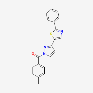 molecular formula C20H15N3OS B2912803 (4-Methylphenyl)(3-(2-phenyl-1,3-thiazol-5-yl)-1H-pyrazol-1-yl)methanone CAS No. 318248-77-0